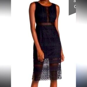 Christian Siriano Black Sleeveless Sheath Midi Dress- Pre-Owned. Size Medium.